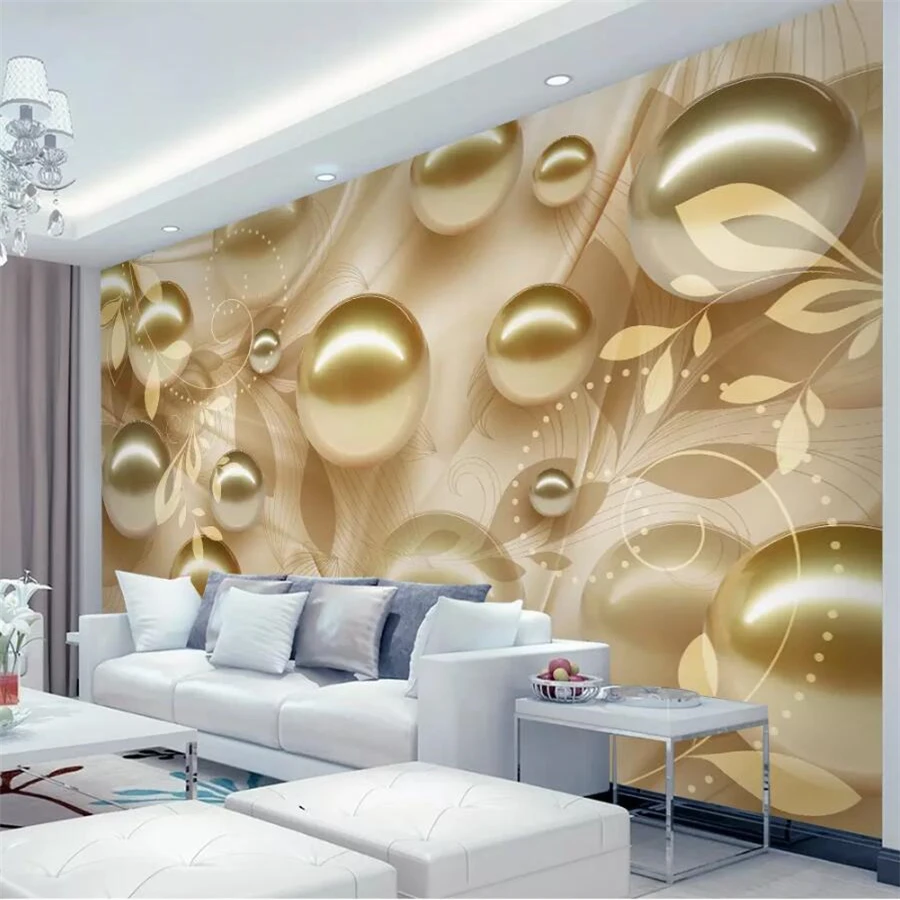 wellyu Custom wallpaper fashion 3d photo murals golden pearl beautiful pattern stereo TV background wall paper papel de parede |