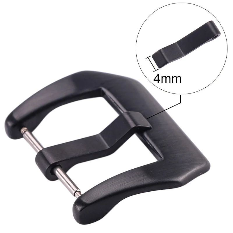 20mm 22mm 24mm Stainless Steel Watch Buckle Black Silver Solid Metal Watchband Strap Clasp Band Accessories For Panerai