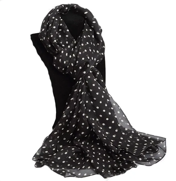 Женский зимний шарф в горошек черный или белый роскошный брендовый дизайнерский