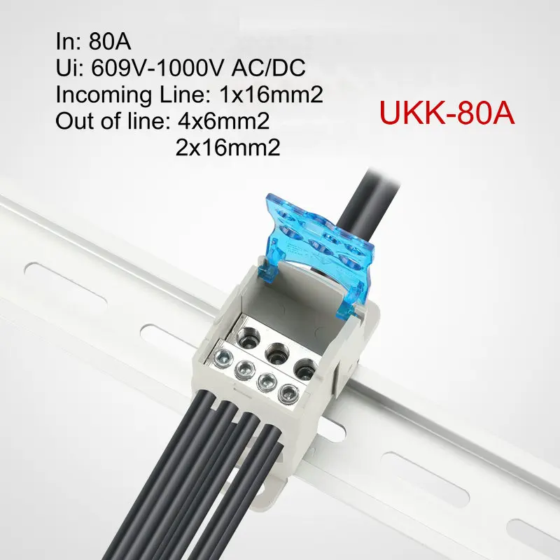 UKK80A Din рейка 1 в N Out Клеммная колодка Распределительная Коробка Универсальная