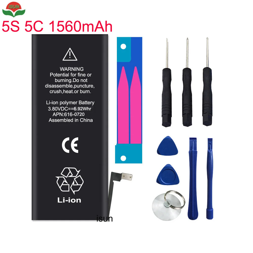 ISUN OEM качественный 0 цикл 3 7 В новый фирменный аккумулятор цикла для iPhone 1560 5C