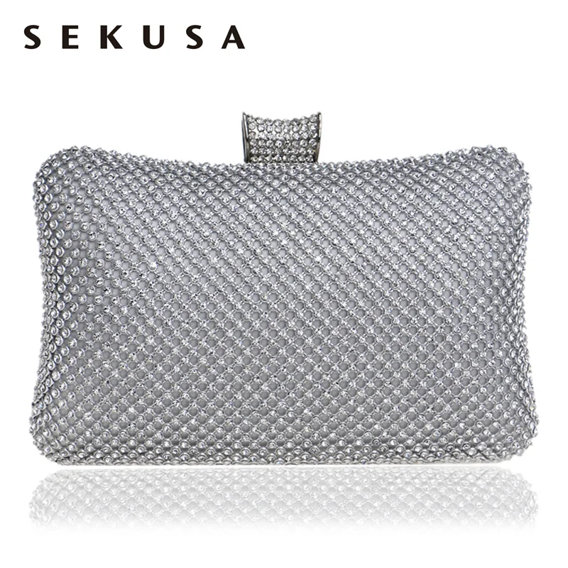 SEKUSA женские вечерние сумки с бриллиантами Серебристые/черные/золотистые