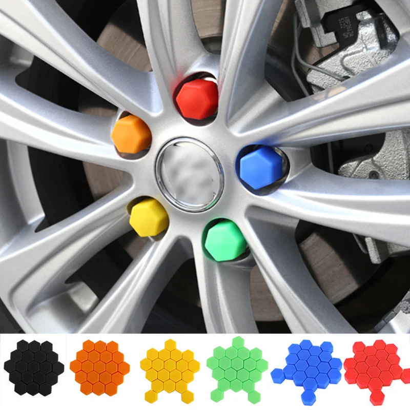 

20PCS 17MM 19MM SILICONE CAR WHEEL NUT LUG DUST WATER PROOF ANTIRUST COVER CAP BOLT HUB SCREW RIM DECORATION STYLING PROTECTOR