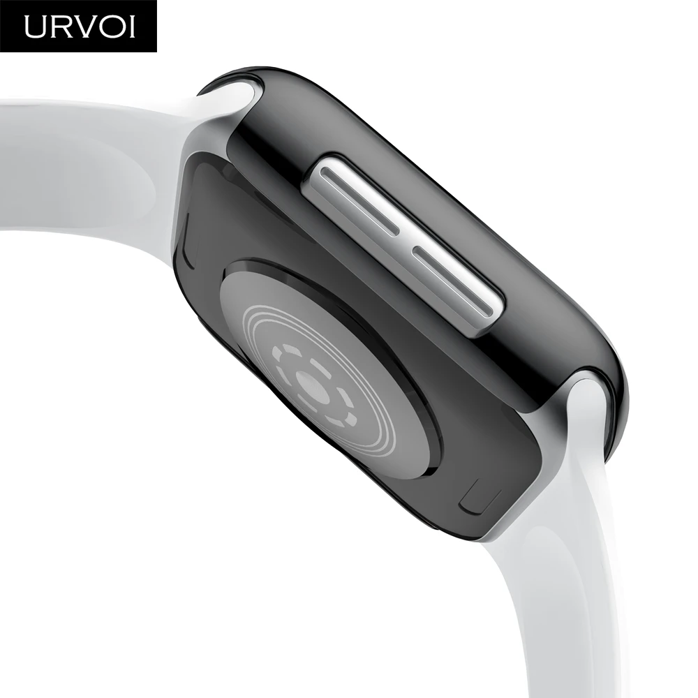 URVOI полное покрытие для Apple Watch series 5 4 3 пластиковый чехол Защита экрана для iWatch Тонкий чехол с гальваническим покрытием 40 44 мм