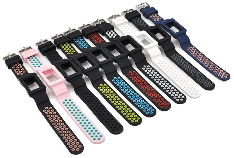 Duszake Band для Fitbit Charge 3 с чехлом силиконовые дышащие полосы с противоударной защитной рамкой бампера
