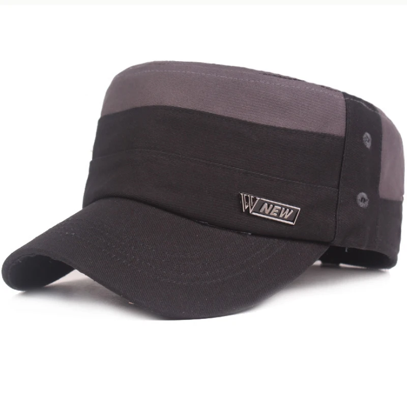 HT2467 Breathable Cotton Army Cadet Military Cap Adjustable Flat Top Spring Summer Sport Sun Hats Men Women Baseball | Аксессуары для
