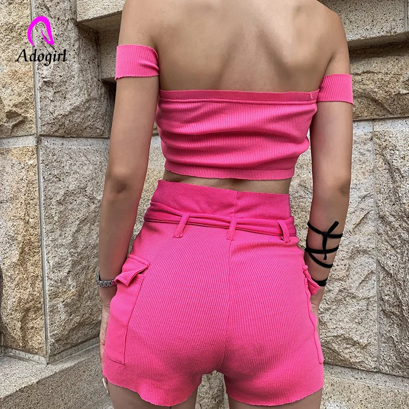 Сексуальный комплект из двух предметов Женский 2 шт. укороченный топ и шорты с