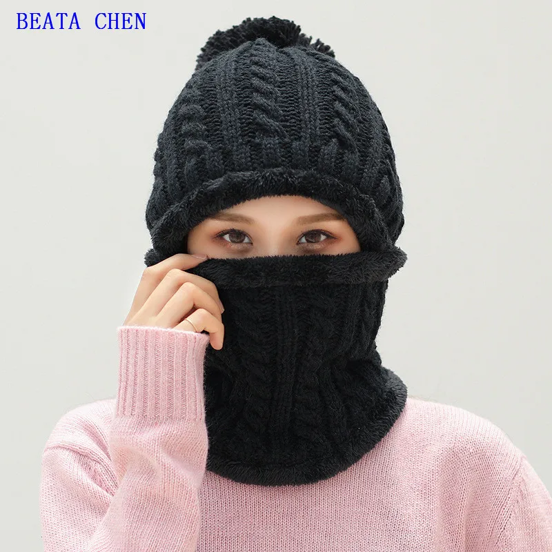 Новая осенне зимняя шапка с добавлением пушистой линии вязаная для защиты ушей