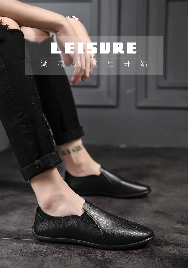 PADEGAO/мягкие удобные повседневные мужские лоферы из натуральной кожи для отдыха; классические слипоны на плоской подошве в стиле ретро; выразительная обувь для вождения