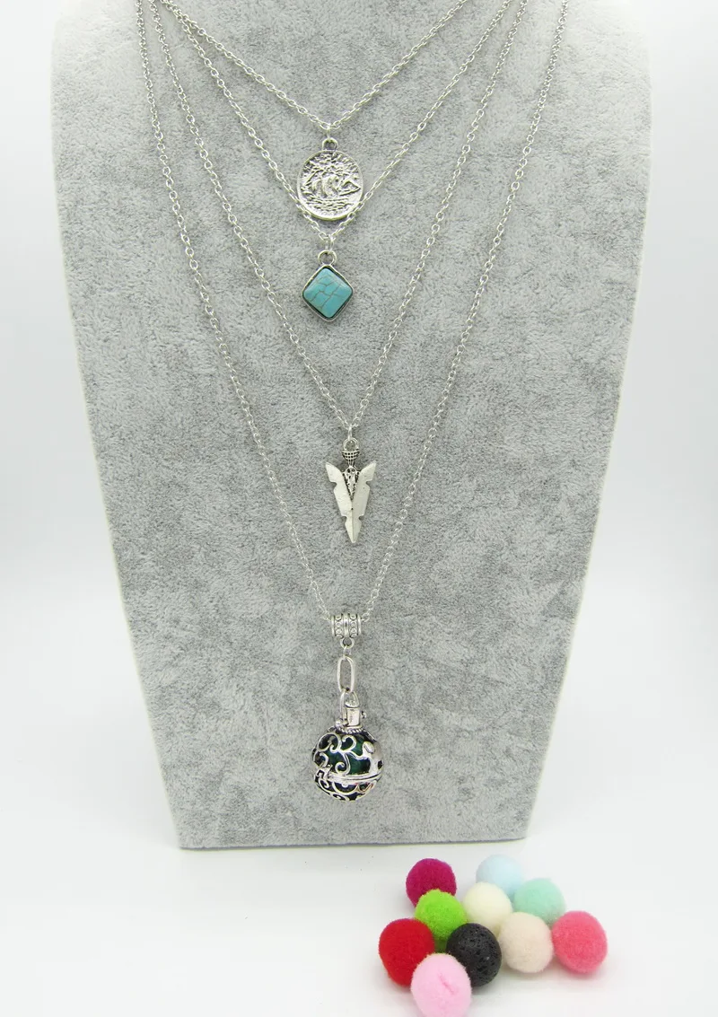 Новинка 2017 античная серебряная цепочка многослойная с бусинами сплав амулеты и