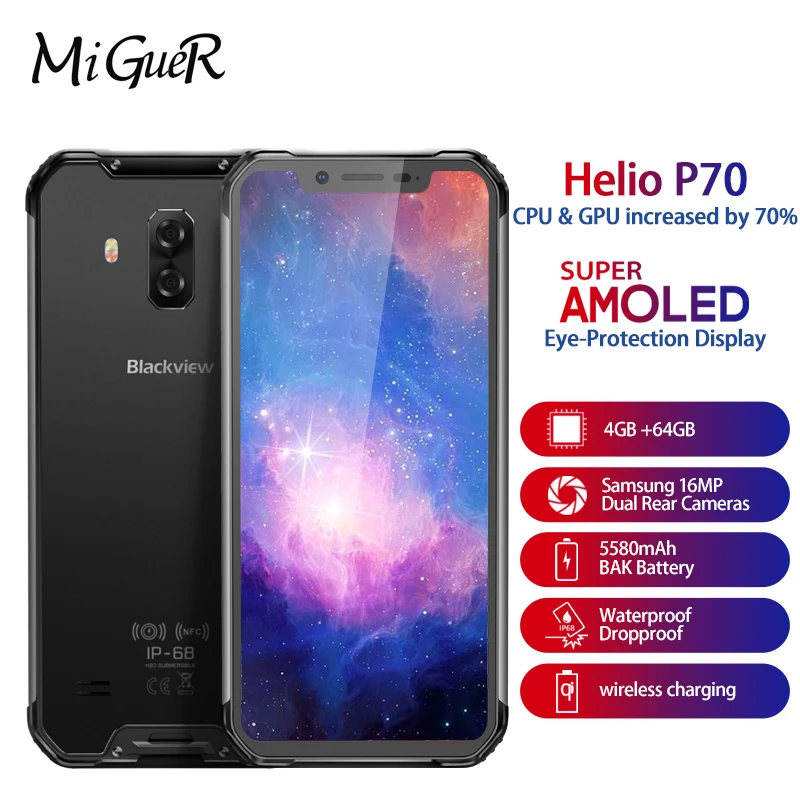Blackview BV9600 IP68 6 21 &quotFHD водонепроницаемый мобильный телефон Android 8 1 MT6771T Helio P60 6G + 128G