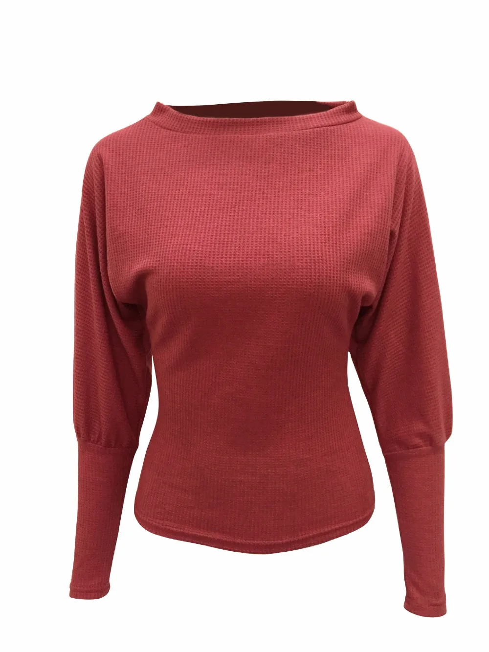 Сексуальные Женщины Ребро Трикотажные Топы С Плеча Длинным Рукавом Бат Рубашки