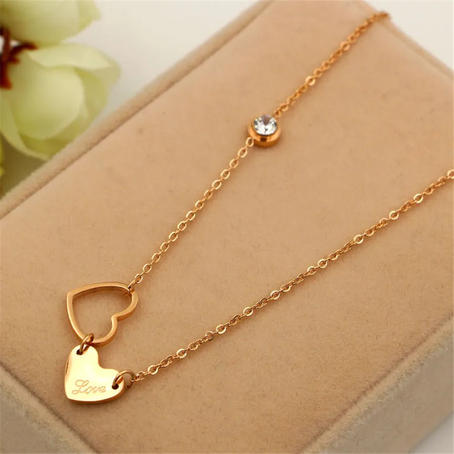 Martick высокое качество подвеска с двойными сердцами цепочка сияющими кубическими