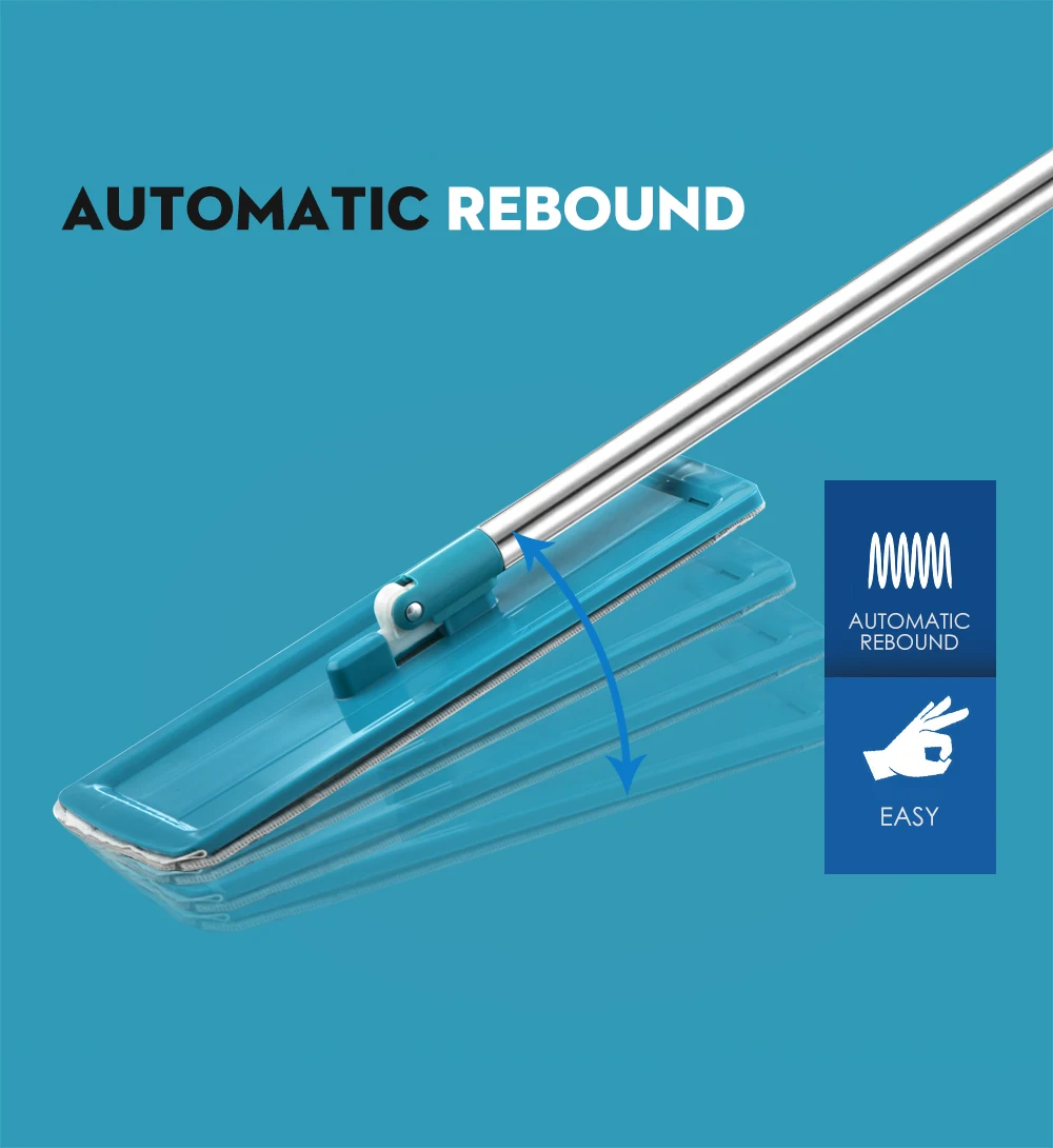 Flat Squeeze Mop and Bucket Hand Free Wringing Floor Cleaning Mop Microfiber Mop Pads Wet or Dry Usage on Hardwood Laminate Tile