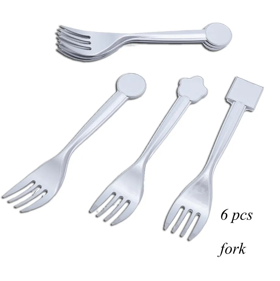 6pcs fork 1 комплект Русалка Вечерние одноразовые бумажные столовые приборы фиолетовый номер воздушные шары настольные украшения для детей день рождения свадебные принадлежности - Цвет: 6pcs fork
