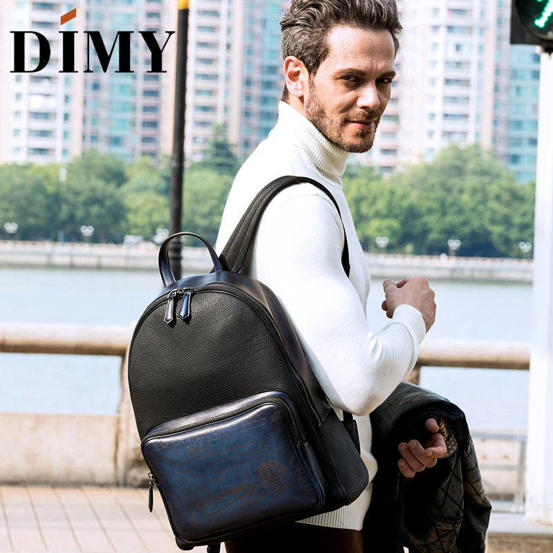 DIMY ручной патина рюкзаки мужской пояса из натуральной кожи Bagpack Винтаж Стиль