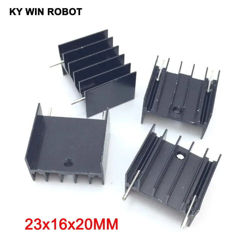 5 шт., черный алюминиевый радиатор-220 23x16x20 мм, радиатор-транзистор TO220, охлаждение охладителя 23*16*20 мм с 2 контактами