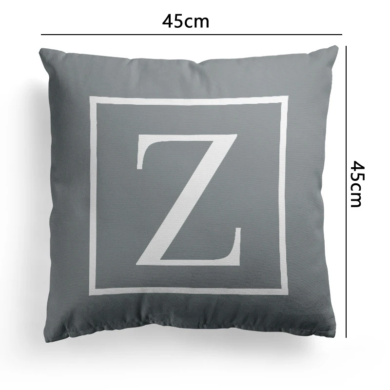

Hot Sale Letter Printed Square Gray Twill Decorative Pillowcases Home Hotel Pillowcases Without Pillow Core 45x45cm