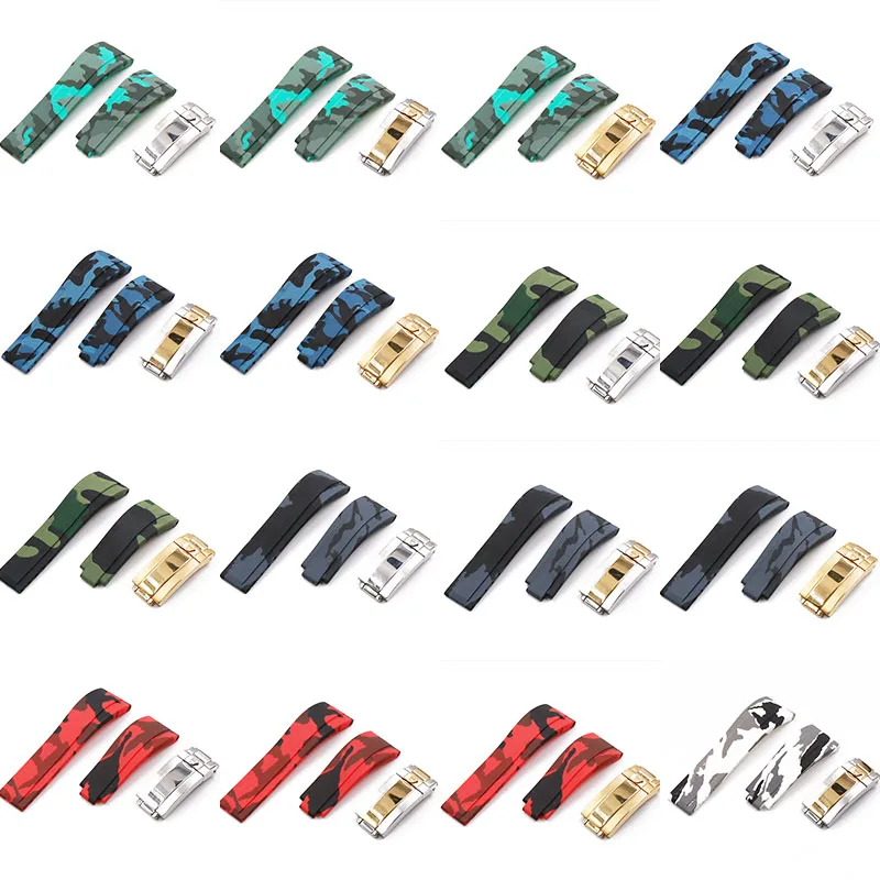 Men's rubber strap watch accessories buckle for Rolex Ditong take water ghost silicone strap 20mm waterproof bracelet watch band