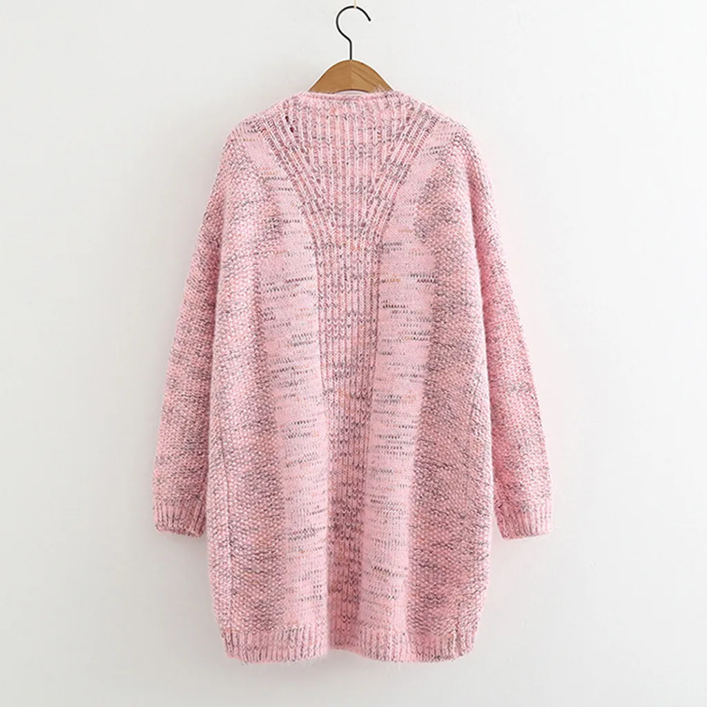 Europe Women Autumn Winter Sweater Cardigan Long Sleeve Solid Open Front Cardigans Jumper Sweaters With Pocket Tops |