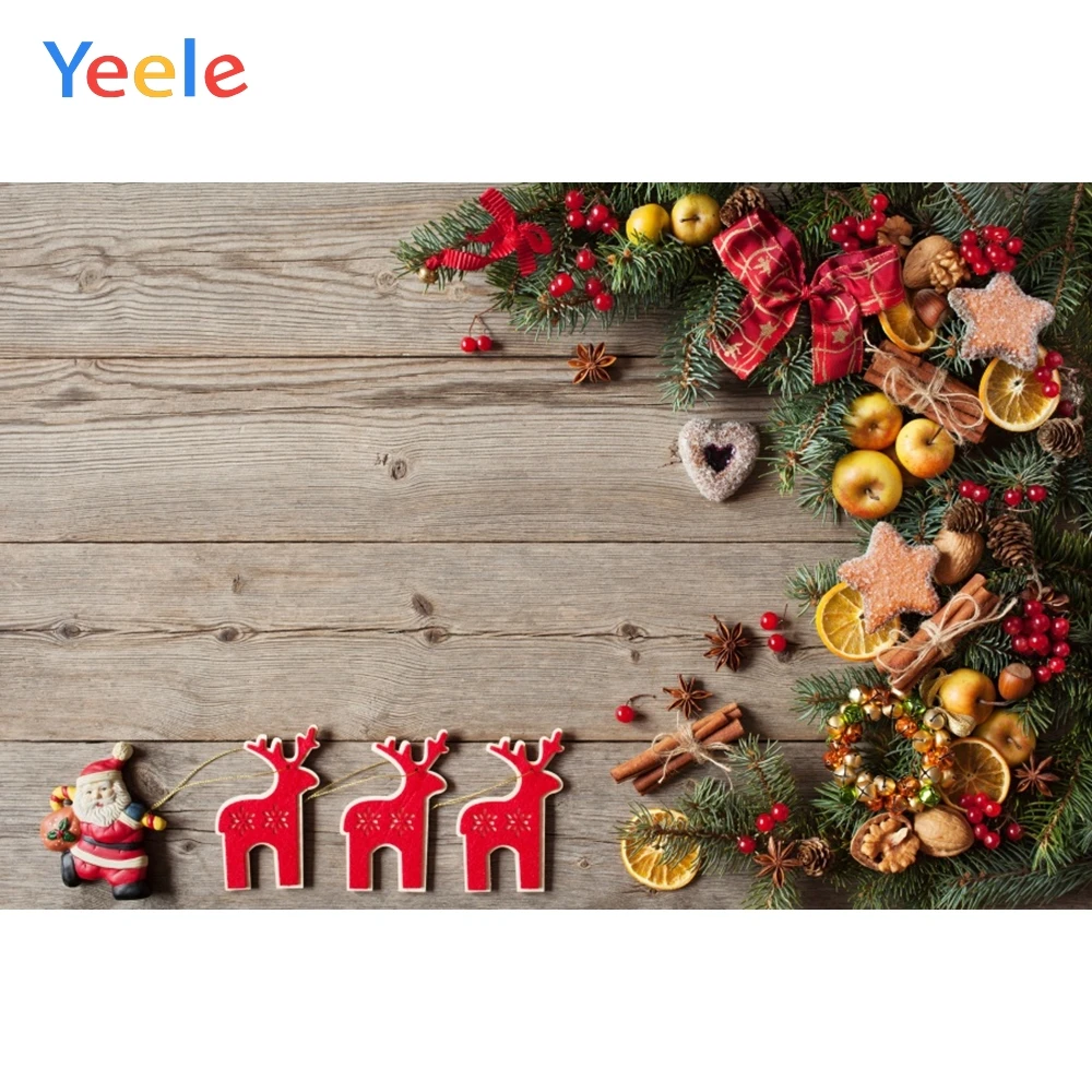 

Yeele Christmas Photocall Wood Decor Food Pine Elk Photography Backdrops Personalized Photographic Backgrounds For Photo Studio