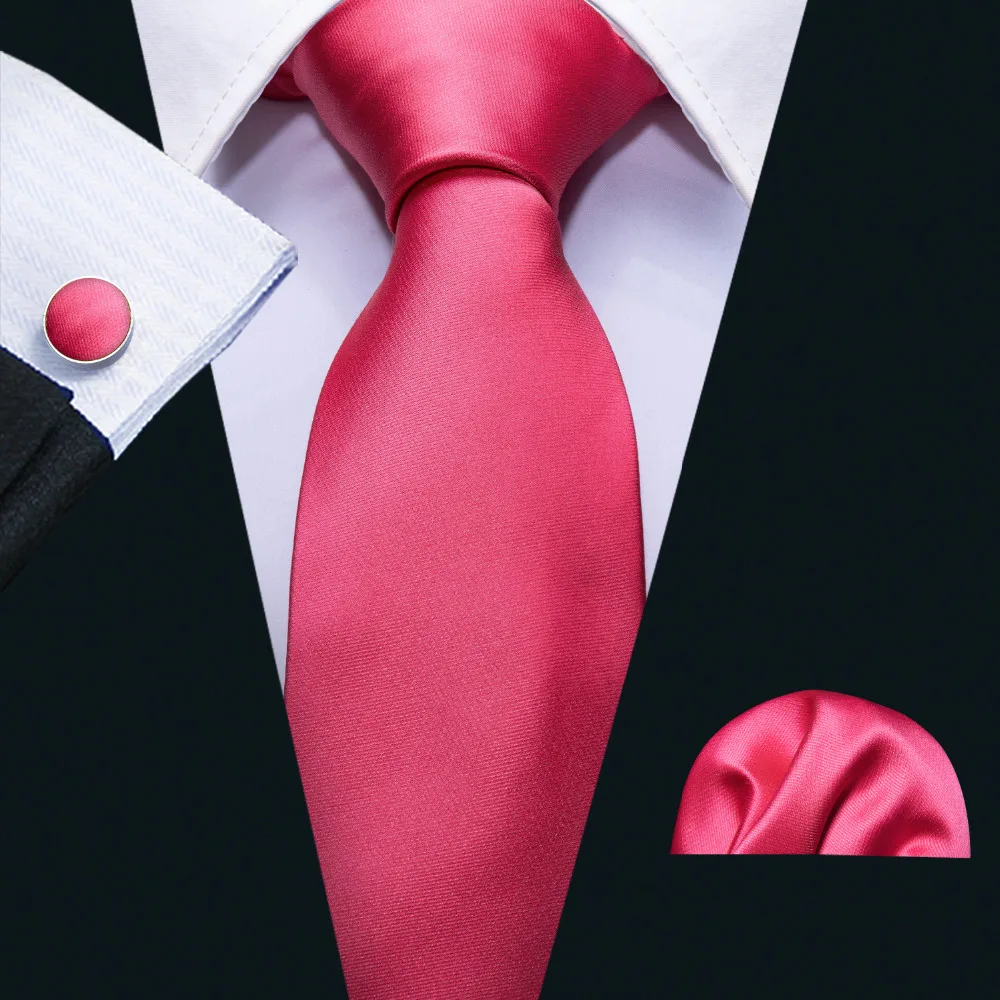 

Barry.wang New Rose Red Wedding Tie Set 100% Silk Fahsion Designers Neck Ties For Men Gift Wedding Groom Business Party FA-5112