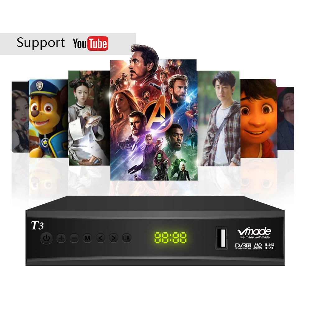 HD 1080p ТВ тюнер DVB T2 tv box Встроенный Scart наземный приемник декодер Dvb t3 поддержка youtube