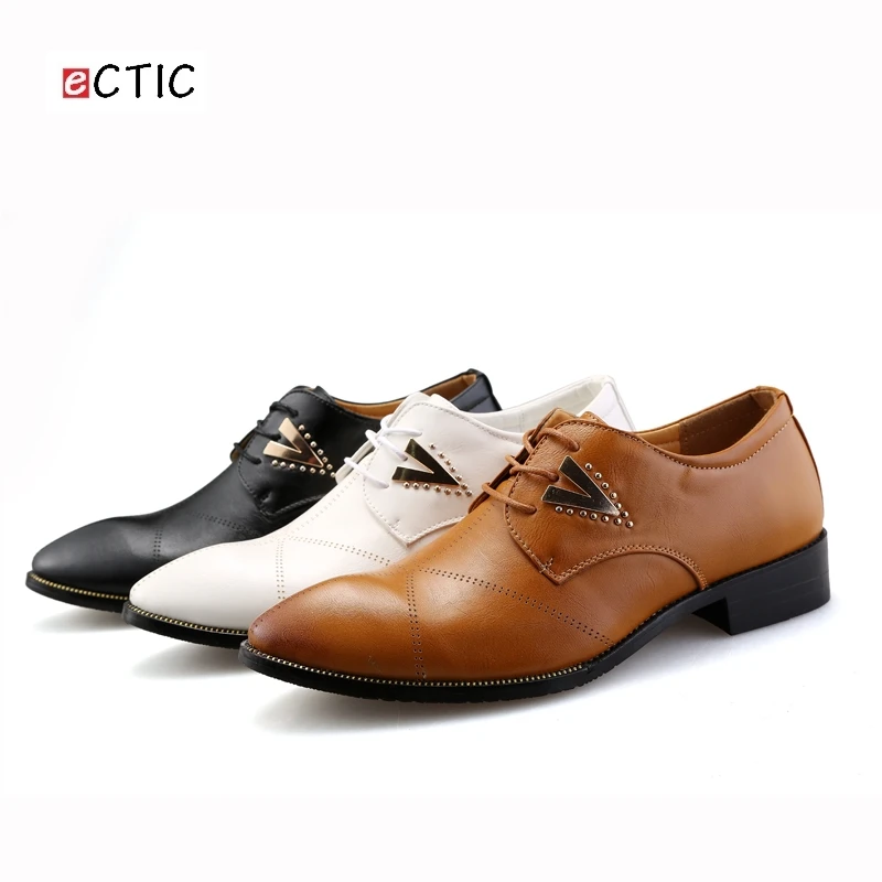 Формальные Элегантные Мужские модельные туфли из кожи цвет черный белый