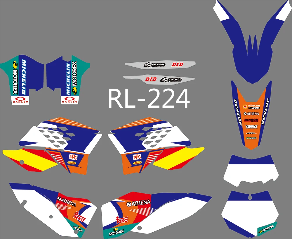 RL-224 мотоцикл команда Графический и фоны наклейка Stiker Наборы для KTM EXC 2008 2009 2010 2011