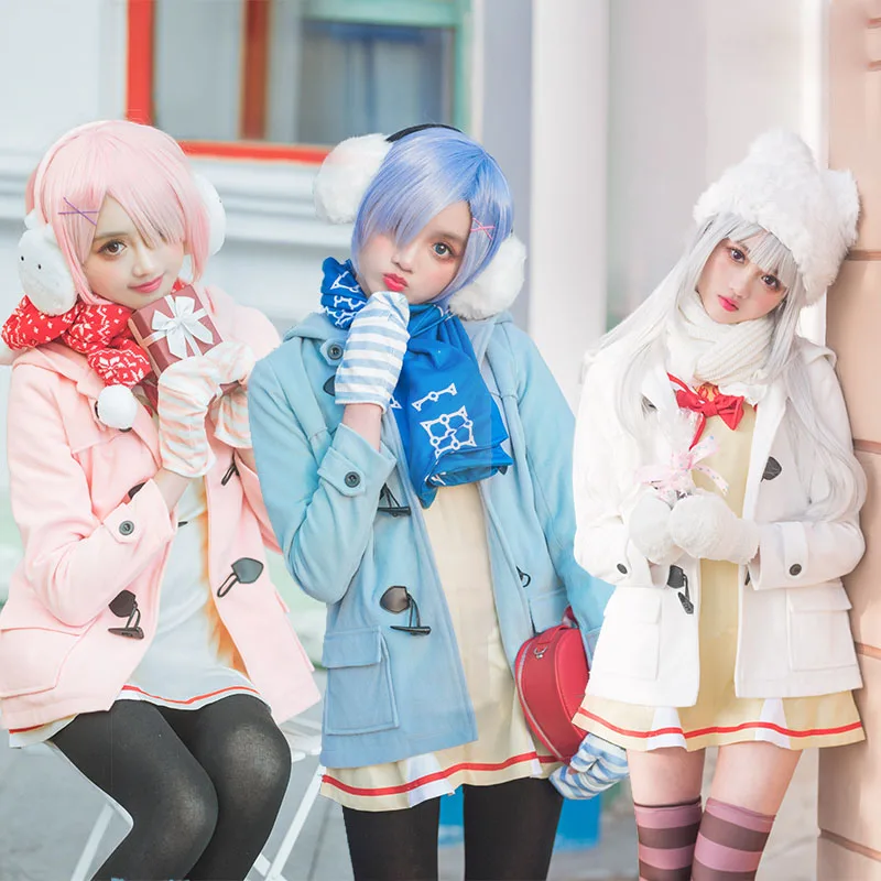 Аниме Re Zero kara Hajimeru Isekai Seikatsu Rem Ram Emilia костюмы для косплея Повседневная зимняя