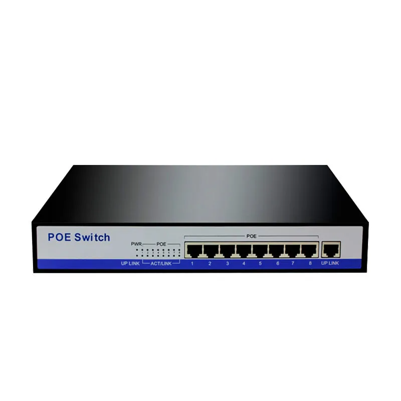 VV7 Gigabit poe switch 8 port 10/100/1000mbps rj45 lan hub ethernet  50V3A IEEE802.3af active poe for 8pcs 1080P HD