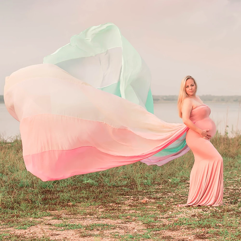 Don&Judy Rainbow Maternity Dresses Long 4 Meters Cape Cloak For Maternity Photography Photo Shoot Studio Baby Shower 2021 enlarge