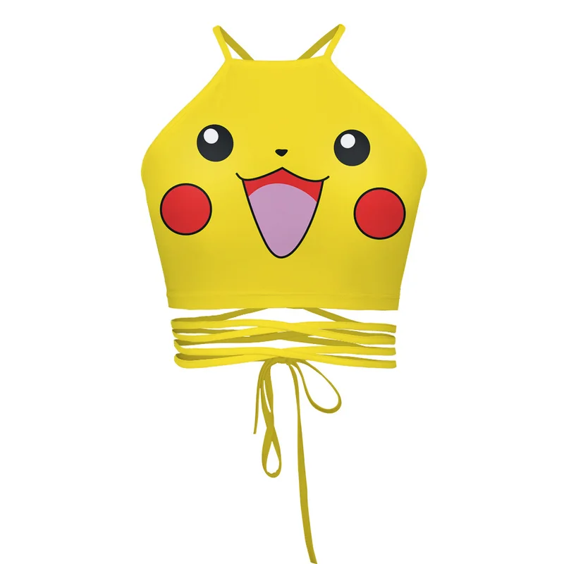 Женская Пикачу пупочный Сексуальный Слинг 3D печати жилет Холтер ремни слово