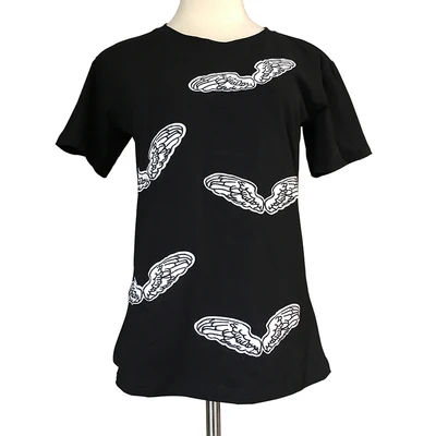 Black wings T-shirt Сенсорная светящаяся одежда, светодиодный, футболка, сенсорные крылья с лампой, яркий Ночной светильник, платье для пар, женское платье с коротким рукавом - Цвет: Black wings T-shirt