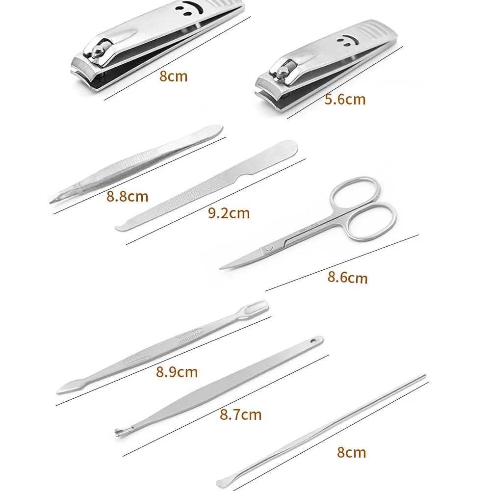 8Pcs/Set Stainless Steel Nail Clipper Kit Pedicure Scissors Tweezer Knife Ear Pick Manicure Set Art Tools | Красота и здоровье