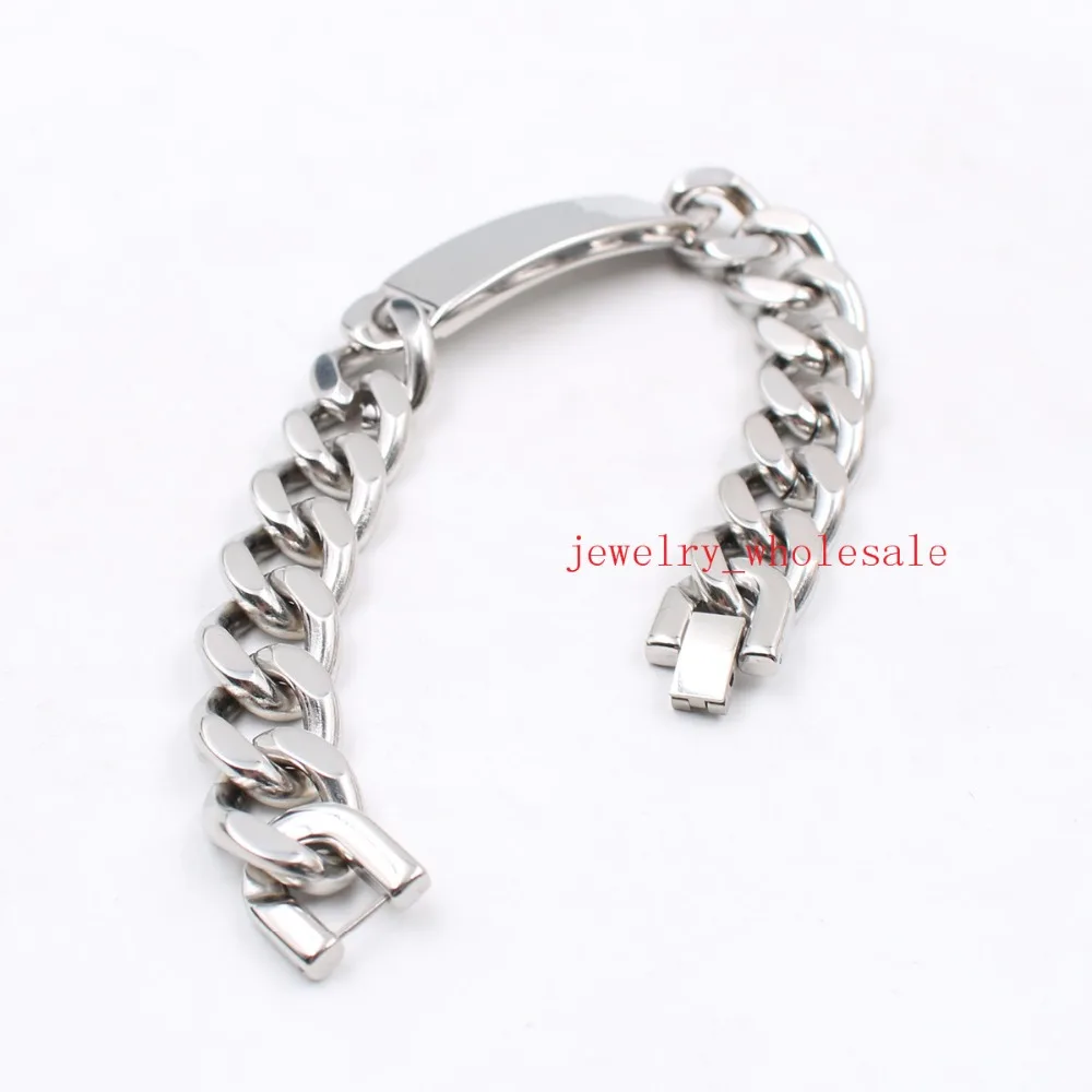 Цепочка кубинская из полированной нержавеющей стали шириной 15 мм большой