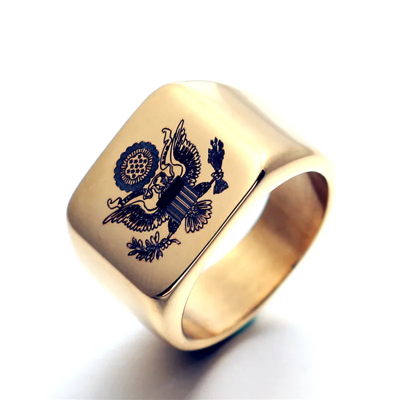 Титановое кольцо для байкеров мужское с гербом США вывеской мужчин
