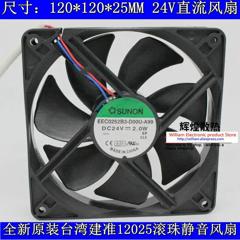 

New Original for Sunon EEC0252B3-D00U-A99 120*120*25MM 24V 2.0W 12cm Inverter cooling fan
