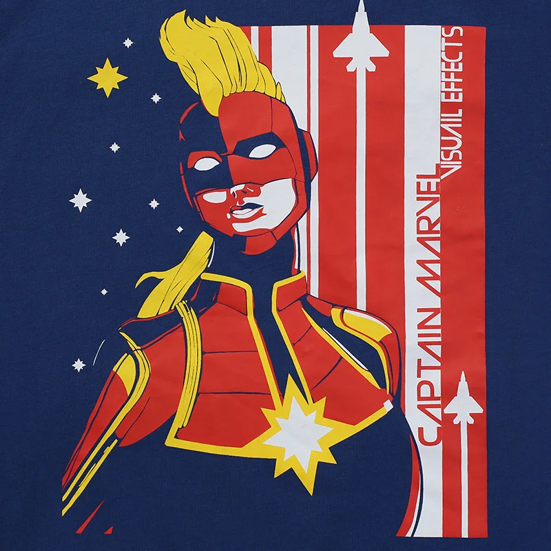 Мужская футболка с короткими рукавами Captain Marvel хлопковая лайкровая Спортивная