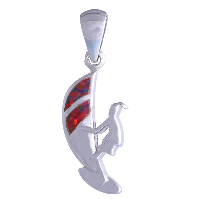 

High Quality Suppliers Silver Color Jewelry Fashion Jewelry Surfing Orange Fire Opal Pendant For Women P112