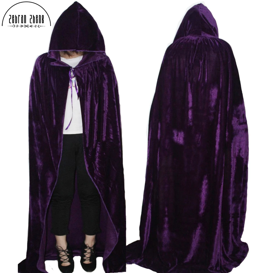 New Arrival Adult Witch Long Purple Red Black Blue Cosplay Cloaks Hooded Capes Halloween Costumes For Women Men