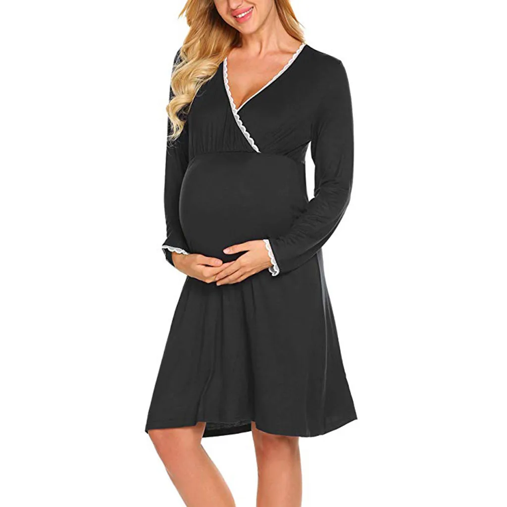 Платья для беременных кружевные ночные рубашки кормящих Спортивный костюм - Фото №1