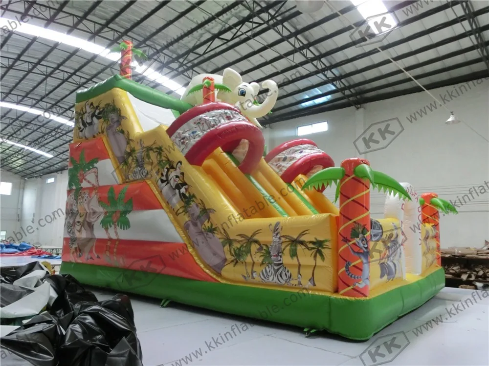Надувная сухая горка в виде слона сафари джунглей парк надувная аренду|inflatable