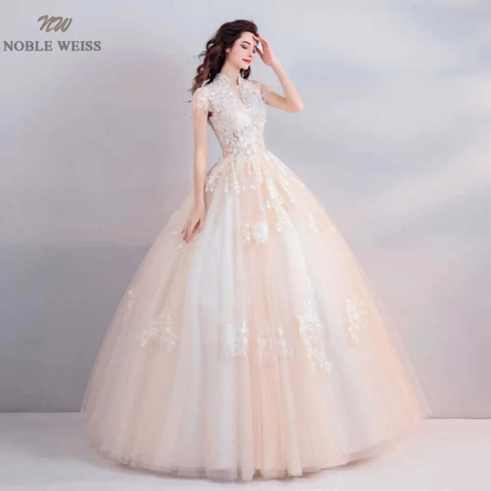 NOBLE WEISS Ball Gown Wedding Dresses with Beaded Sequins Cap Sleeves Bride Gowns Tulle Plus Size Sexy Lace Bridal Dress | Свадьбы и