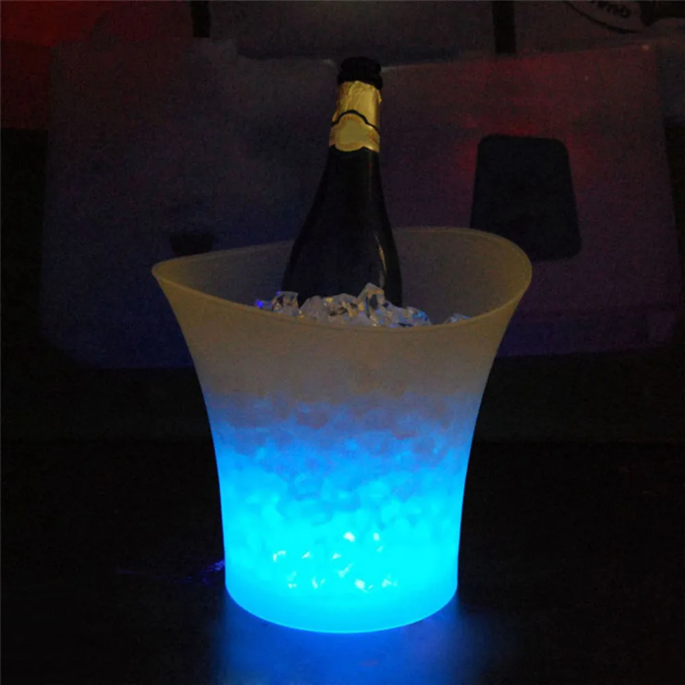 Drop Shipping 5L Waterproof LED Color Changing Plastic Ice Bucket Bars Nightclubs Light Up Champagne Beer | Дом и сад