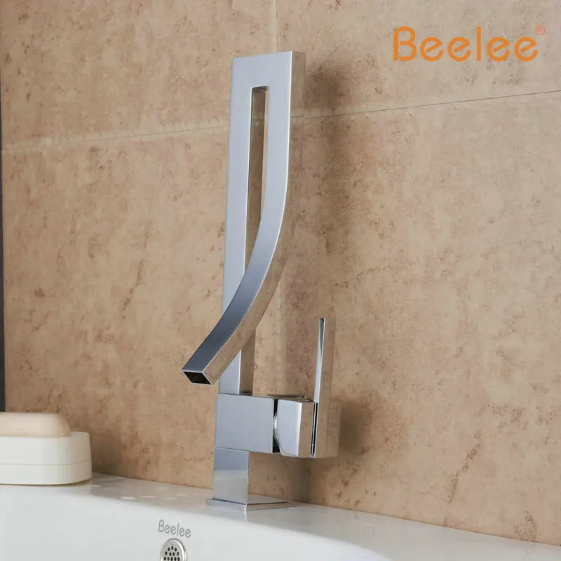 Beelee Q0722C уникальный дизайн с одной ручкой кран для раковины водопадом на бортике