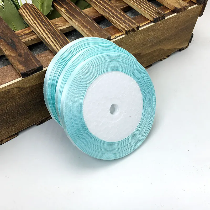 Light green 15 цветов сплошной цвет 1 рулон 25 ярд 1/"(6 мм) односторонняя атласная лента, 25 ярдов/рулон вариант цвет подарок Свадебная Упаковка Декор - Цвет: Light green