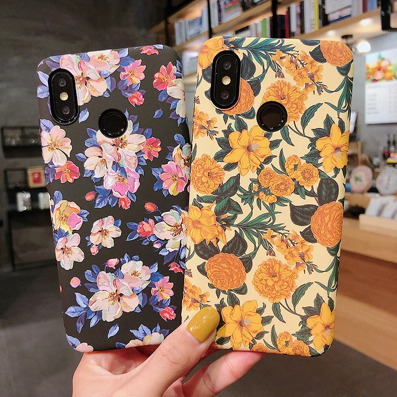 Жесткий чехол для телефона Xiaomi 6X8 8Lite 9 9SE желтые цветы матовый noctilucence PC чехол для Redmi Note5 Note6 Note7 задняя крышка fundas