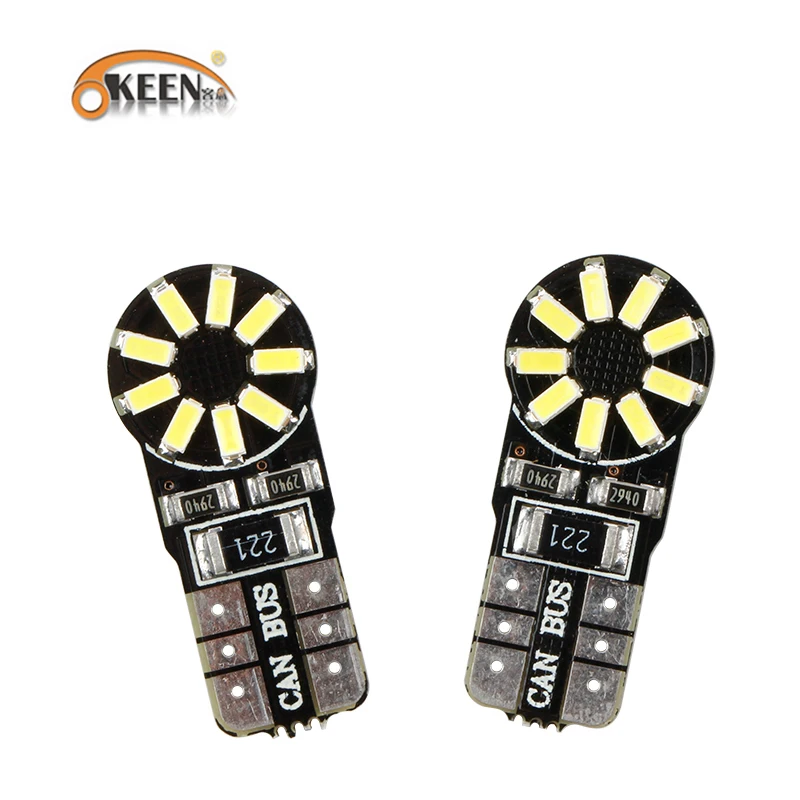 OKEEN 10 шт. DC12V 216LM 3014 Светодиодный 18smd нет полярности T10 W5W светодиодный лампы Шина CAN