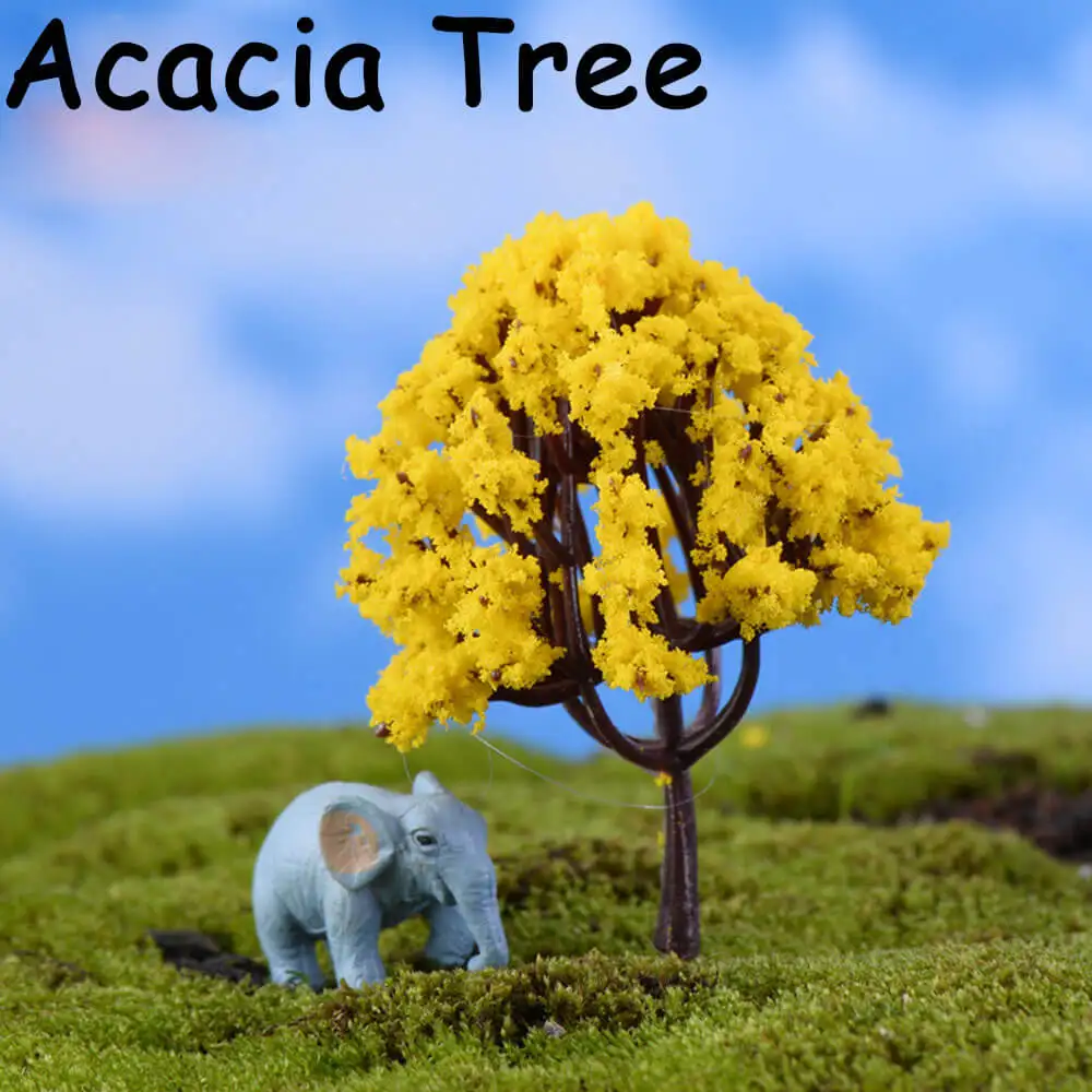 acacia tree 2 шт. 8 типов мини-дерево миниатюры микро пейзаж смолы ремесла фигурка бонсай садовый Террариум принадлежности сказочные садовые украшения - Цвет: acacia tree